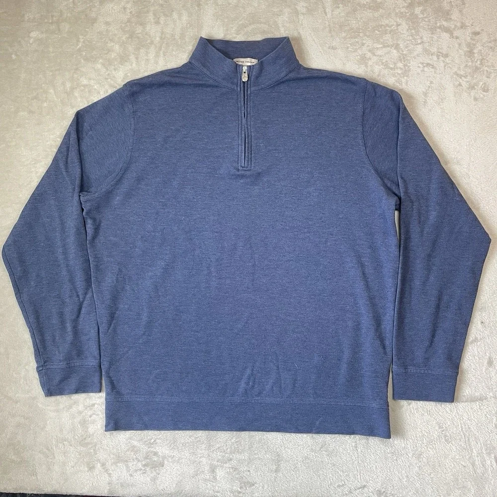 Peter Millar Sweater Mens XL Blue Quarter Zip Pullover Mock Neck Golf Knit Modal
